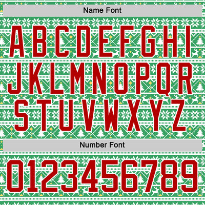 Custom Kelly Green Red-White 3D Christmas Ugly Sweater Hockey Lace Neck Jersey