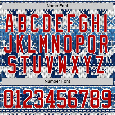 Custom Blue Red-White 3D Christmas Ugly Sweater Hockey Lace Neck Jersey