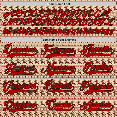 Custom City Cream Red-Brown 3D Christmas Hockey Lace Neck Jersey