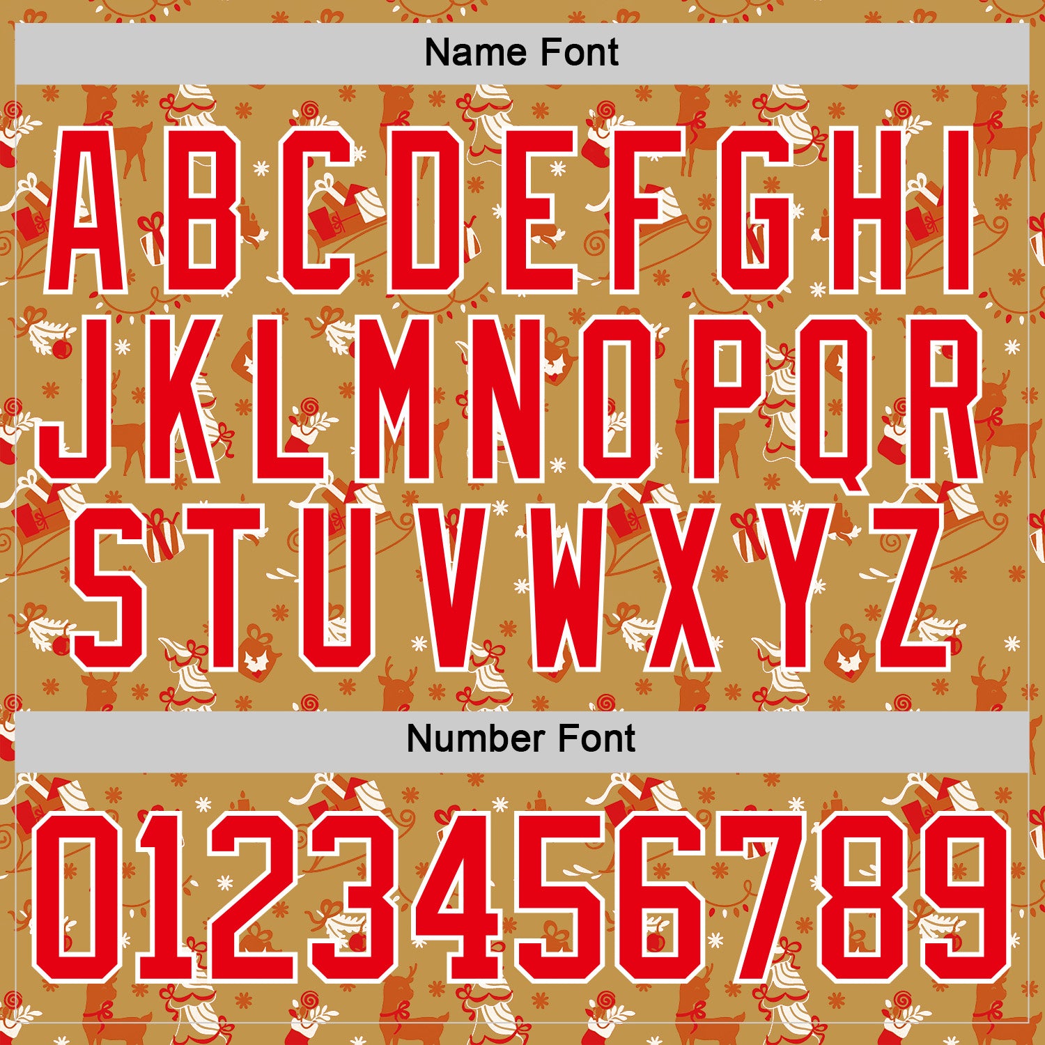 Custom Old Gold Fire Red-White 3D Christmas Hockey Lace Neck Jersey