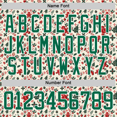 Custom Cream Kelly Green-White 3D Christmas Hockey Lace Neck Jersey