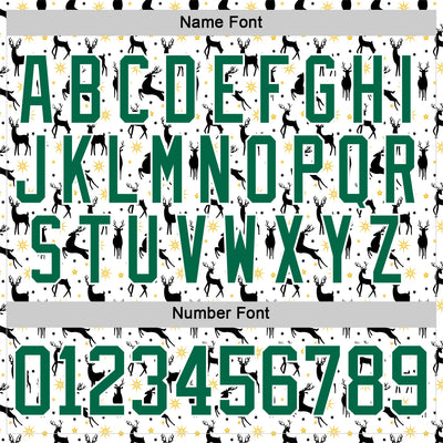 Custom White Kelly Green-White 3D Christmas Hockey Lace Neck Jersey