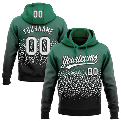 Custom Stitched Kelly Green White-Black 3D Pattern Design Abstract Shape Sports Pullover Sweatshirt Hoodie