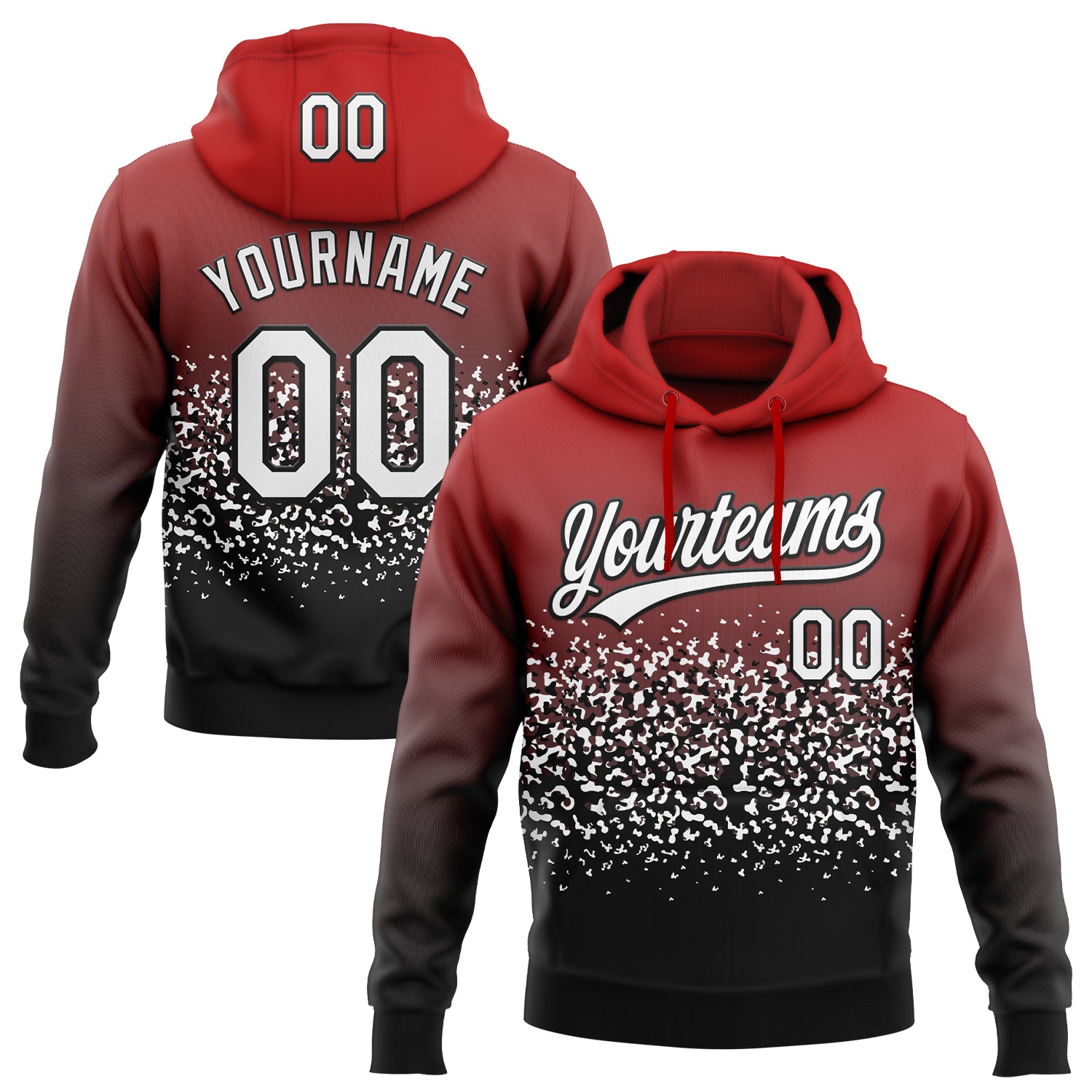 Custom Stitched Red White-Black 3D Pattern Design Abstract Shape Sports Pullover Sweatshirt Hoodie