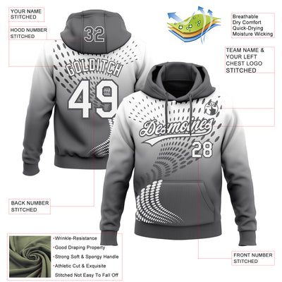 Custom Stitched Gray White-Steel Gray 3D Pattern Design Geometrico Graph Sports Pullover Sweatshirt Hoodie