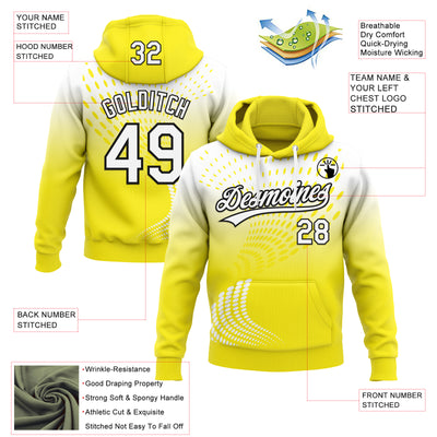 Custom Stitched Light Yellow White-Black 3D Pattern Design Geometrico Graph Sports Pullover Sweatshirt Hoodie