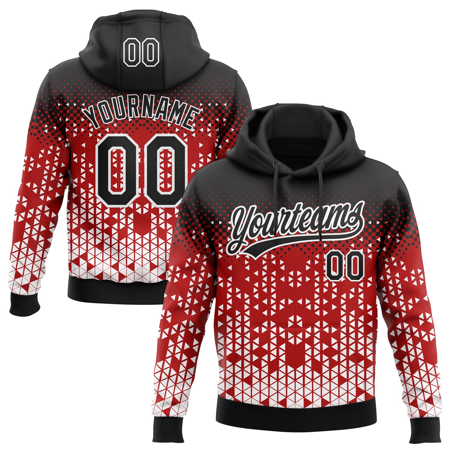Custom Stitched Red Black-White 3D Pattern Design Geometrico Graph Sports Pullover Sweatshirt Hoodie