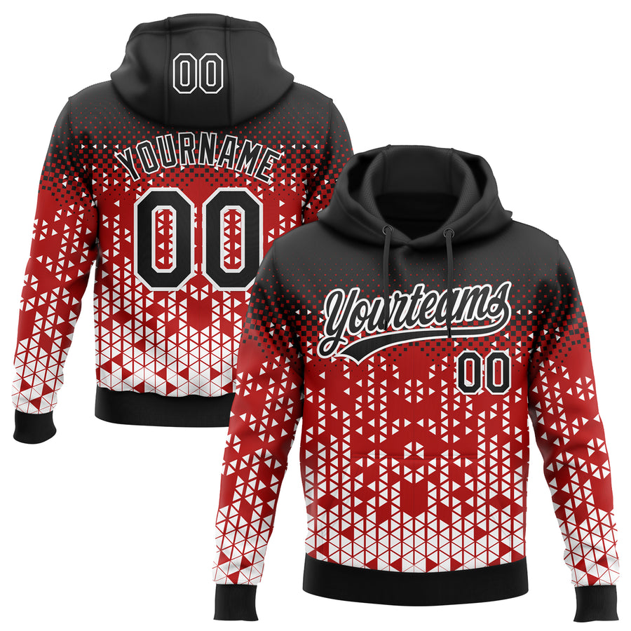 Custom Stitched Red Black-White 3D Pattern Design Geometrico Graph Sports Pullover Sweatshirt Hoodie