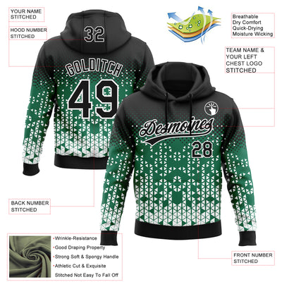 Custom Stitched Kelly Green Black-White 3D Pattern Design Geometrico Graph Sports Pullover Sweatshirt Hoodie