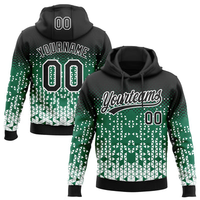 Custom Stitched Kelly Green Black-White 3D Pattern Design Geometrico Graph Sports Pullover Sweatshirt Hoodie