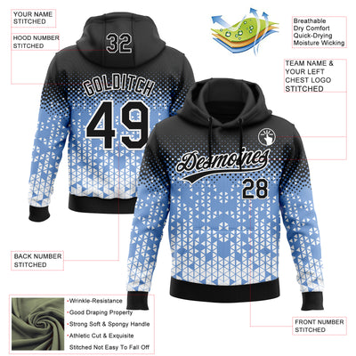 Custom Stitched Light Blue Black-White 3D Pattern Design Geometrico Graph Sports Pullover Sweatshirt Hoodie