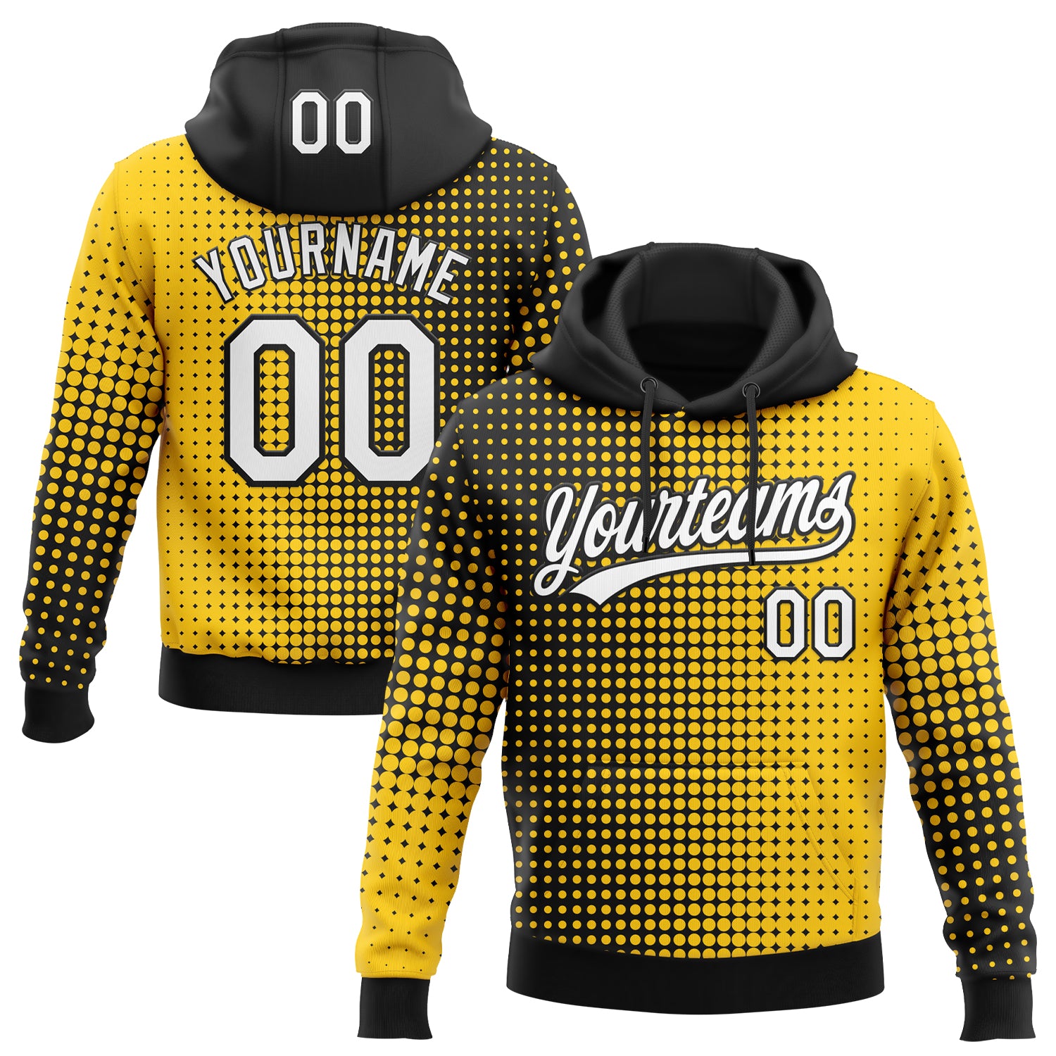 Custom Stitched Gold White-Black 3D Pattern Design Geometrico Graph Sports Pullover Sweatshirt Hoodie