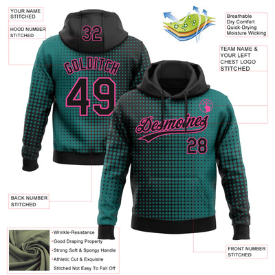 Custom Stitched Teal Black-Pink 3D Pattern Design Geometrico Graph Sports Pullover Sweatshirt Hoodie
