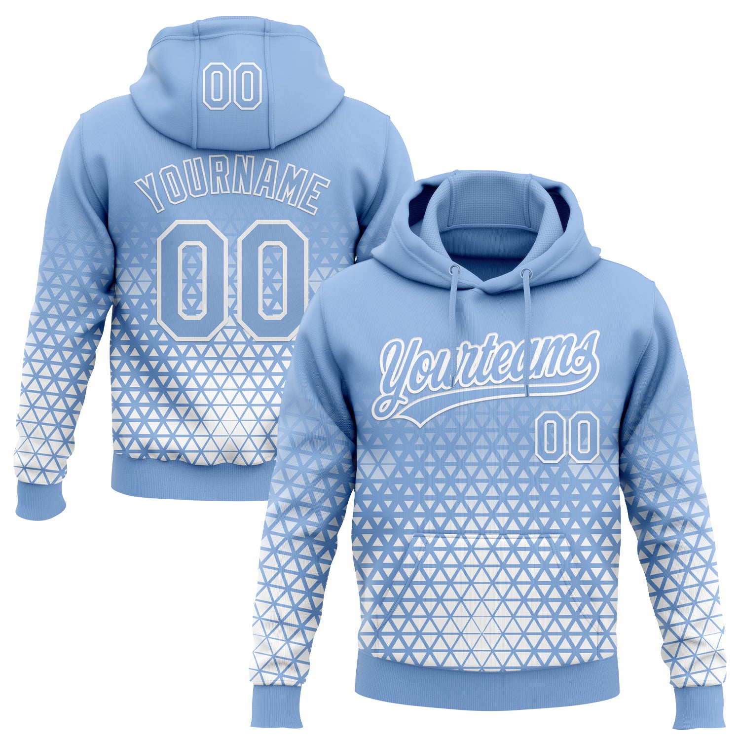 Custom Stitched Light Blue Light Blue-White 3D Pattern Design Geometrico Graph Sports Pullover Sweatshirt Hoodie