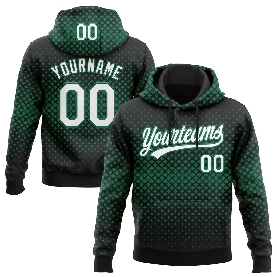 Custom Stitched Black White-Kelly Green 3D Pattern Design Geometrico Graph Sports Pullover Sweatshirt Hoodie