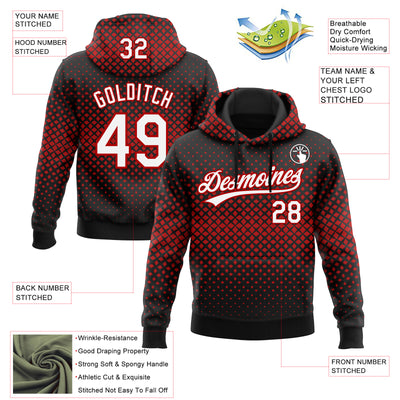 Custom Stitched Black White-Red 3D Pattern Design Geometrico Graph Sports Pullover Sweatshirt Hoodie