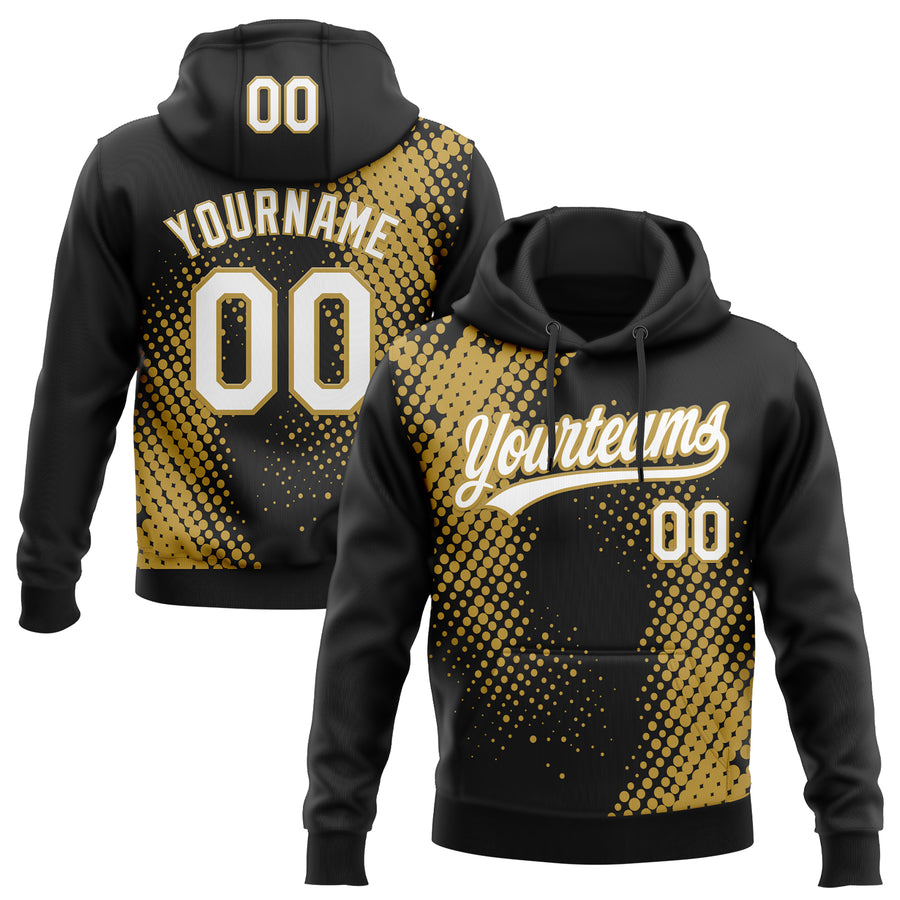 Custom Stitched Black White-Old Gold 3D Pattern Design Geometrico Graph Sports Pullover Sweatshirt Hoodie