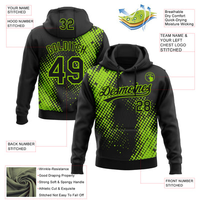 Custom Stitched Black Black-Neon Green 3D Pattern Design Geometrico Graph Sports Pullover Sweatshirt Hoodie