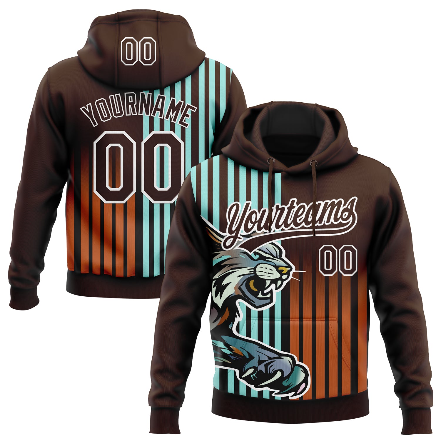Custom Stitched Ice Blue Brown White-Texas Orange 3D Pattern Design Leopardo Sports Pullover Sweatshirt Hoodie