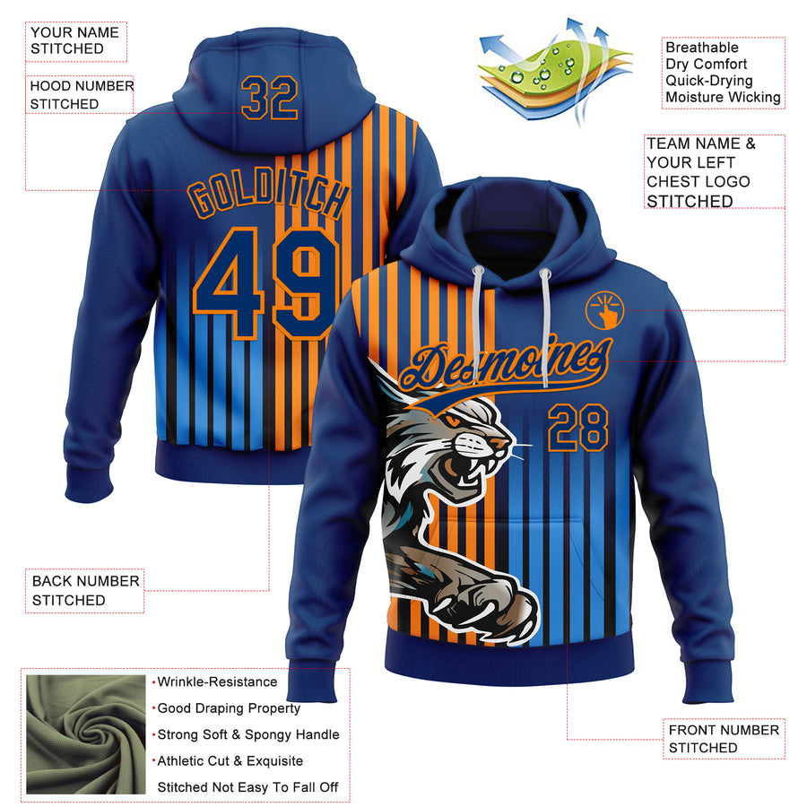 Custom Stitched Powder Blue US Navy Blue-Bay Orange 3D Pattern Design Leopardo Sports Pullover Sweatshirt Hoodie