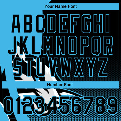 Custom Stitched Black Black-Sky Blue 3D Pattern Design Wolf Sports Pullover Sweatshirt Hoodie