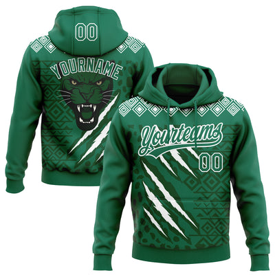 Custom Stitched Green Kelly Green-White 3D Pattern Design Leopardo Sports Pullover Sweatshirt Hoodie
