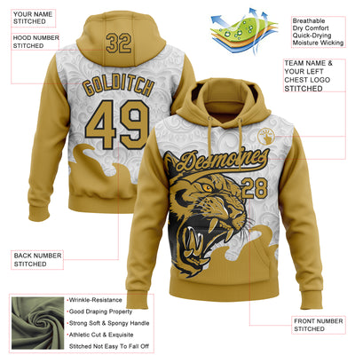 Custom Stitched Gray Old Gold-Black 3D Pattern Design Leopardo Sports Pullover Sweatshirt Hoodie