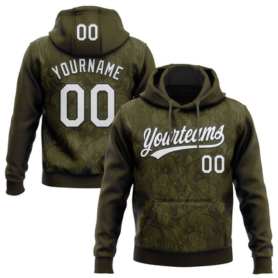 Custom Stitched Olive White-Black 3D Pattern Design Leopardo Sports Pullover Sweatshirt Hoodie
