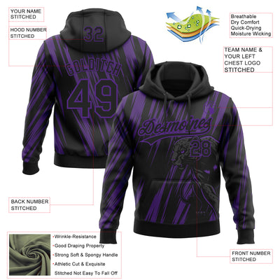 Custom Stitched Black Black-Purple 3D Pattern Design Leopardo Sports Pullover Sweatshirt Hoodie