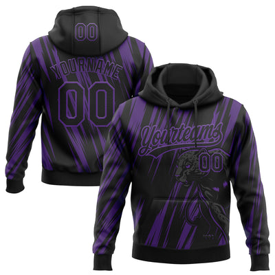 Custom Stitched Black Black-Purple 3D Pattern Design Leopardo Sports Pullover Sweatshirt Hoodie
