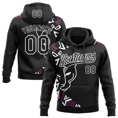 Custom Stitched Black Black-White 3D Pattern Design Leopardo Sports Pullover Sweatshirt Hoodie