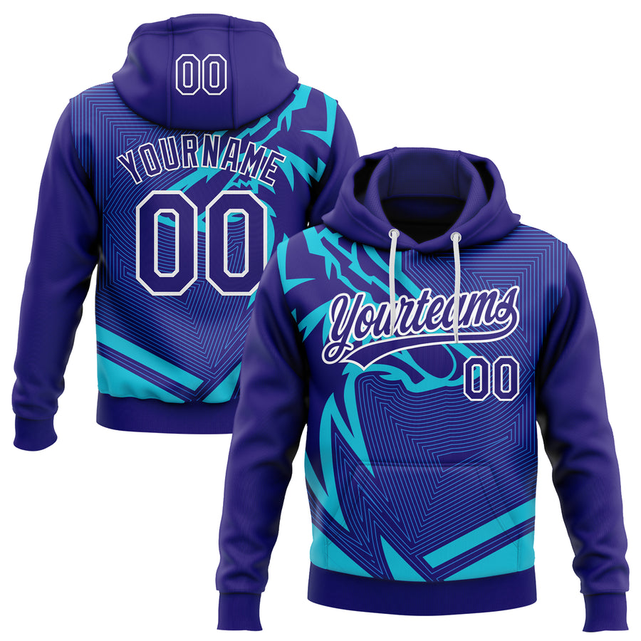 Custom Stitched Lakes Blue Dark Purple-White 3D Pattern Design Wolf Sports Pullover Sweatshirt Hoodie