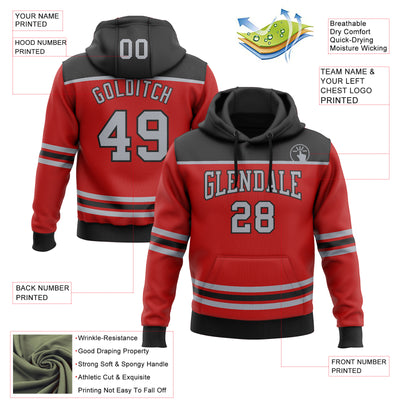 Custom Red Gray-Black 3D Pattern Design Game Day Carolina Inspired Sports Pullover Sweatshirt Hoodie
