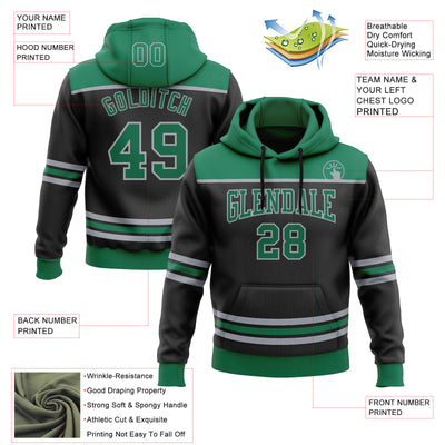 Custom Black Kelly Green-Gray 3D Pattern Design Game Day Dallas Inspired Sports Pullover Sweatshirt Hoodie