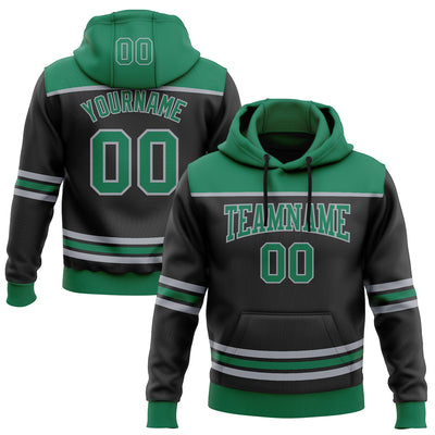 Custom Black Kelly Green-Gray 3D Pattern Design Game Day Dallas Inspired Sports Pullover Sweatshirt Hoodie