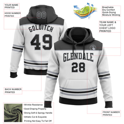 Custom White Black-Gray 3D Pattern Design Game Day Los Angeles Inspired Sports Pullover Sweatshirt Hoodie
