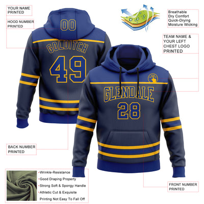Custom Navy Royal-Gold 3D Pattern Design Game Day St.Louis Inspired Sports Pullover Sweatshirt Hoodie