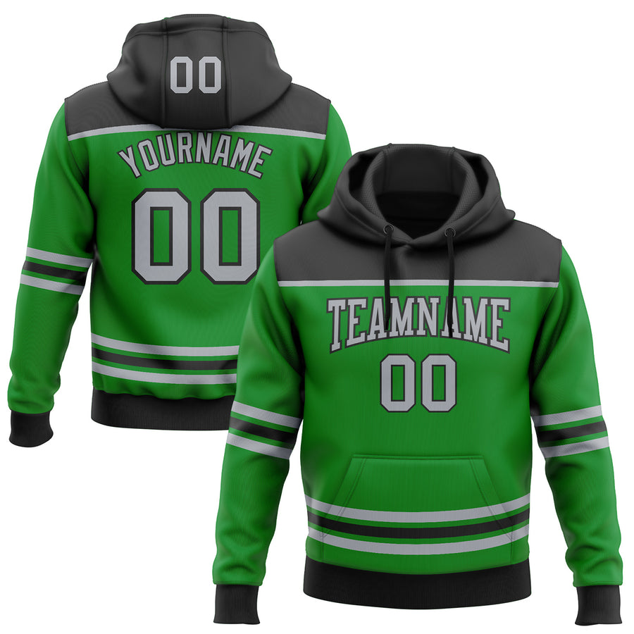 Custom Grass Green Gray-Black 3D Pattern Design Game Day Dallas Inspired Sports Pullover Sweatshirt Hoodie