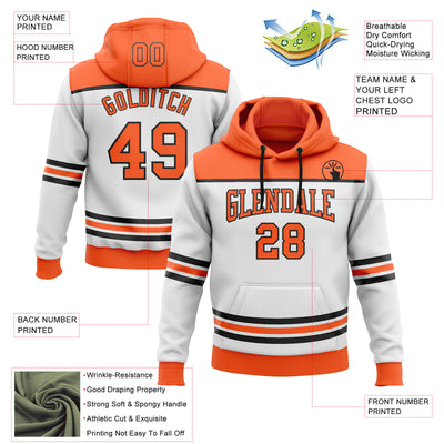 Custom White Orange-Black 3D Pattern Design Game Day Anaheim Inspired Sports Pullover Sweatshirt Hoodie