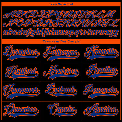 Custom Black Royal-Orange 3D Pattern Fragment Art Hockey Lace Neck Jersey