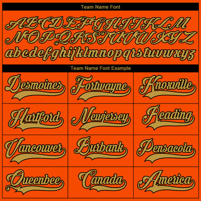 Custom Orange Old Gold-Black 3D Pattern Fragment Art Hockey Lace Neck Jersey