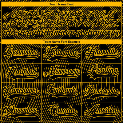 Custom Black Gold-White 3D Pattern Curve Lines Hockey Lace Neck Jersey