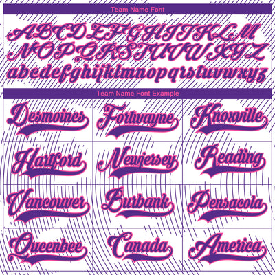 Custom White Purple-Pink 3D Pattern Curve Lines Hockey Lace Neck Jersey