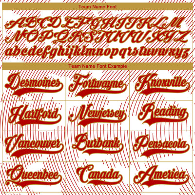 Custom White Red-Old Gold 3D Pattern Curve Lines Hockey Lace Neck Jersey