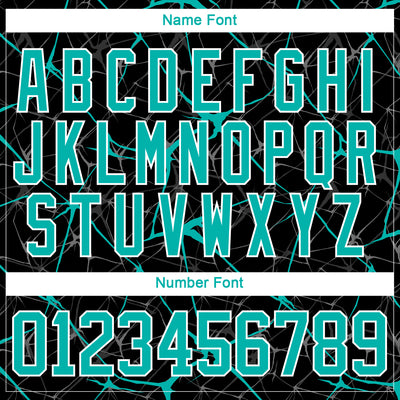 Custom Black Aqua-White 3D Pattern Abstract Network Hockey Lace Neck Jersey