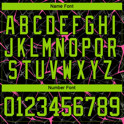 Custom Black Neon Green-Pink 3D Pattern Abstract Network Hockey Lace Neck Jersey