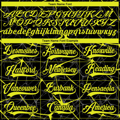 Custom Black Neon Yellow-Teal 3D Pattern Abstract Network Hockey Lace Neck Jersey