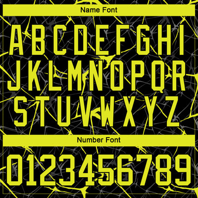 Custom Black Neon Yellow-Teal 3D Pattern Abstract Network Hockey Lace Neck Jersey