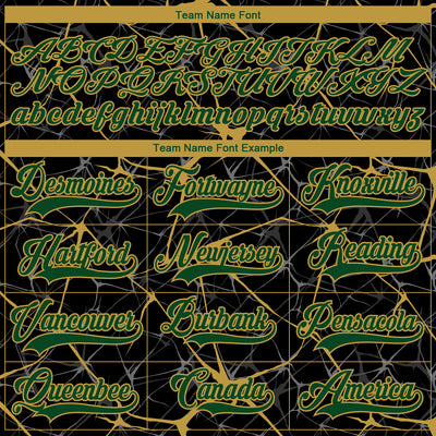 Custom Black Green-Old Gold 3D Pattern Abstract Network Hockey Lace Neck Jersey