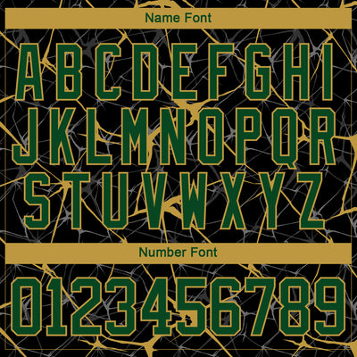 Custom Black Green-Old Gold 3D Pattern Abstract Network Hockey Lace Neck Jersey